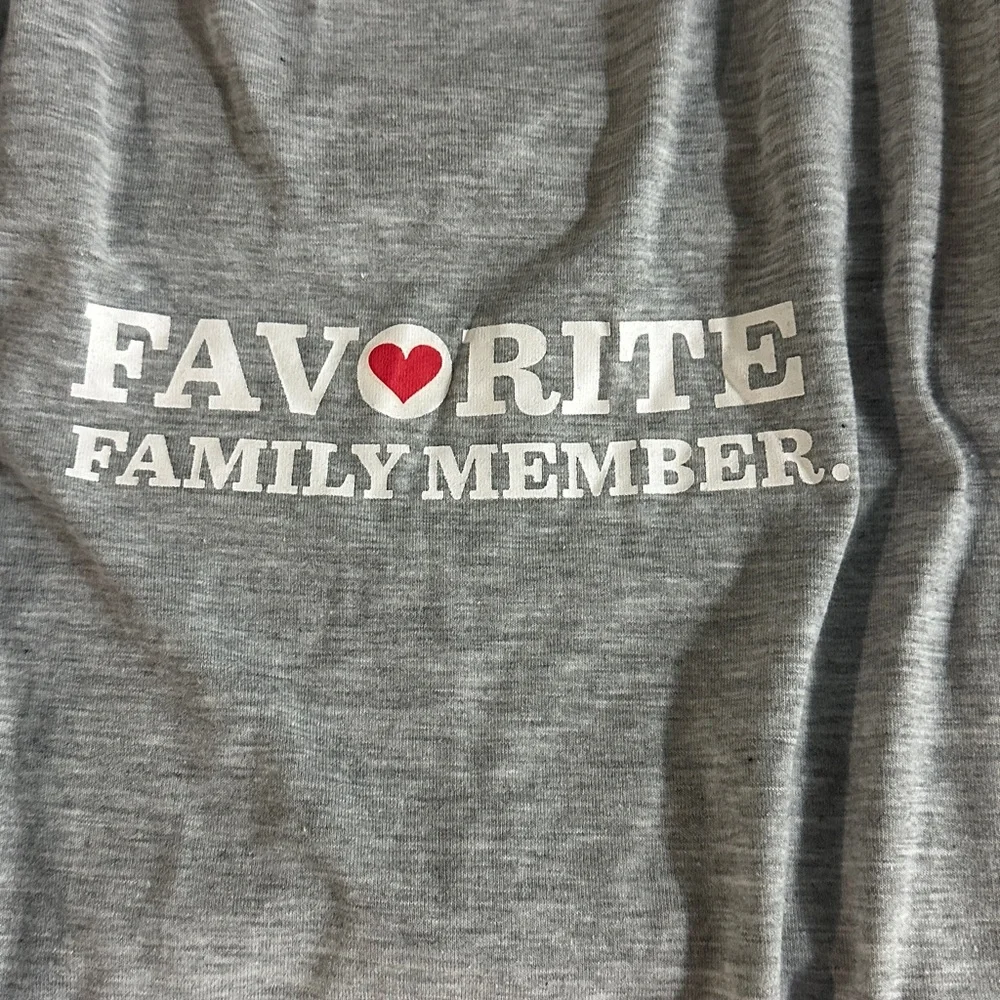 The Dodo ‘Favorite Family Member' Grey Dog T-Shirt with Yellow Trim Size L